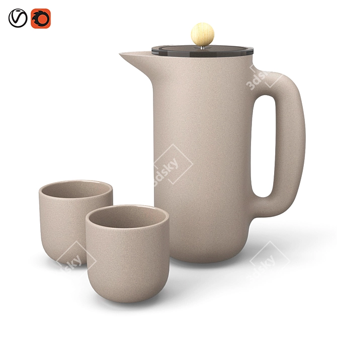 Muuto Push Coffee Maker & Mugs: Sleek and Stylish Coffee Brewing Set 3D model image 1