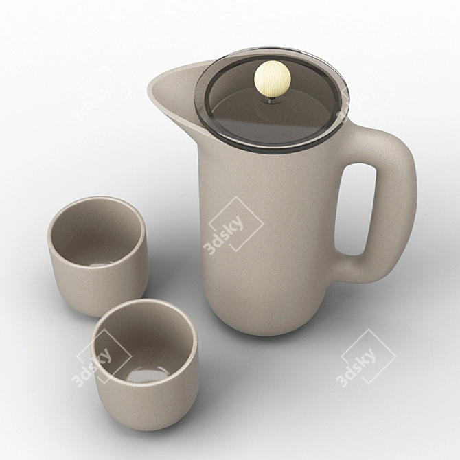 Muuto Push Coffee Maker & Mugs: Sleek and Stylish Coffee Brewing Set 3D model image 2