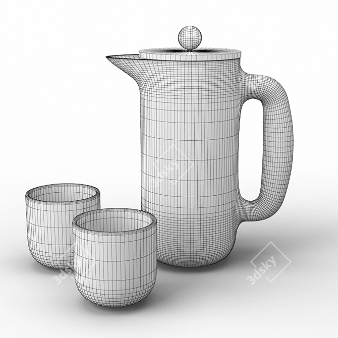 Muuto Push Coffee Maker & Mugs: Sleek and Stylish Coffee Brewing Set 3D model image 3