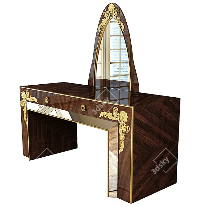 Elegant Wood-Metal Dresuar 3D model image 1