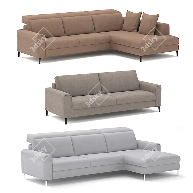 Belgian Sofa Fontane 2: Customizable Comfort & Innovative Features 3D model image 1