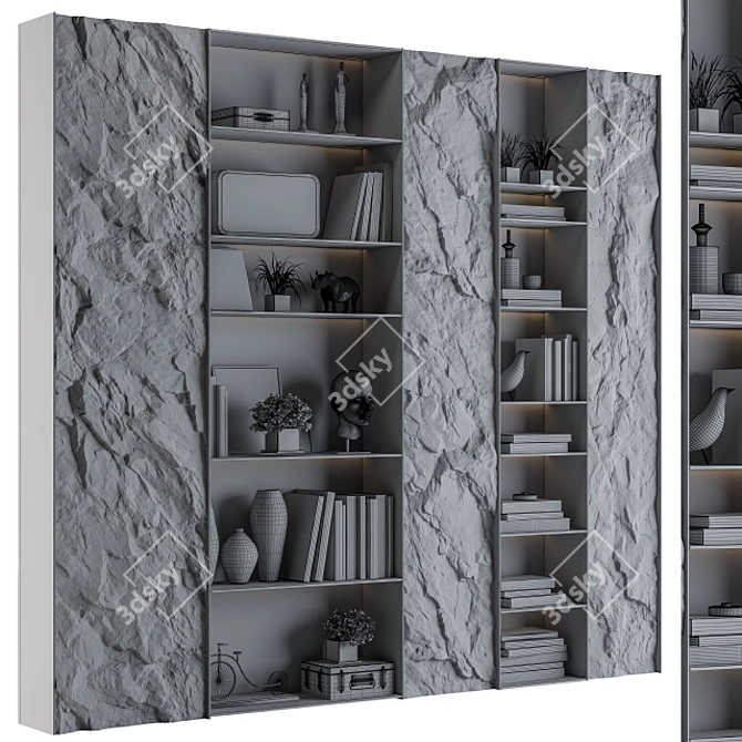 Rock Panel Black Display Cabinet 3D model image 5