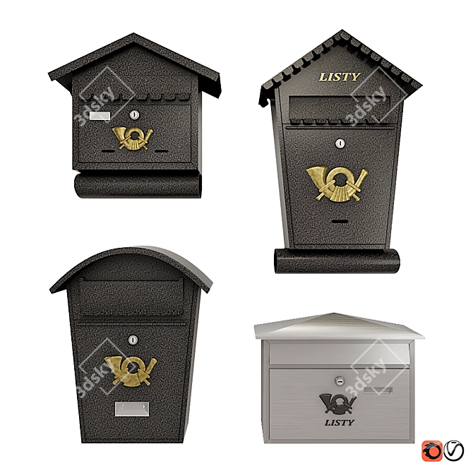 Decorative Wall Mailbox Set 3D model image 1