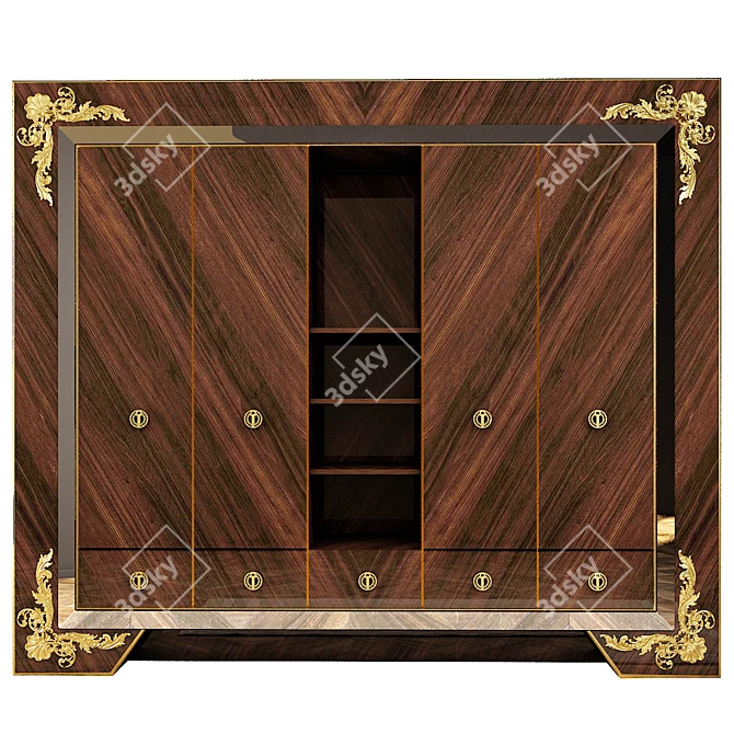 Classic Elegance Wood Wardrobe 3D model image 1