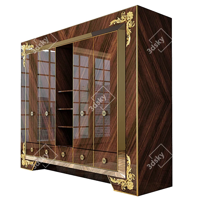 Classic Elegance Wood Wardrobe 3D model image 2