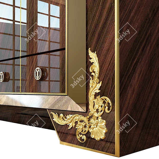 Classic Elegance Wood Wardrobe 3D model image 3