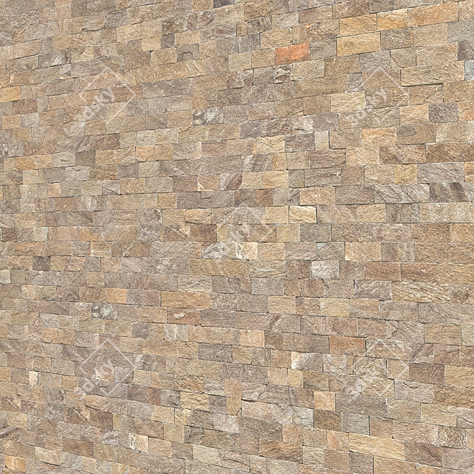 Travertine Brick Mosaic: High-Res Indoor/Outdoor Wall Tiles 3D model image 1