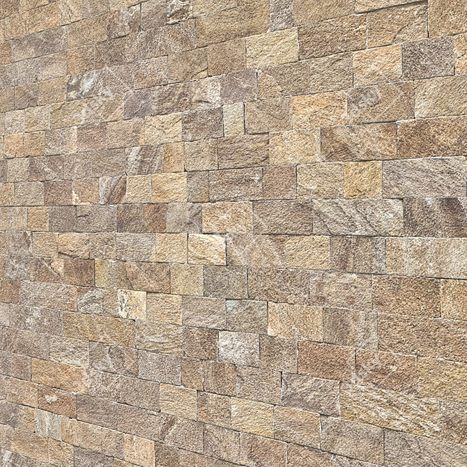 Travertine Brick Mosaic: High-Res Indoor/Outdoor Wall Tiles 3D model image 2