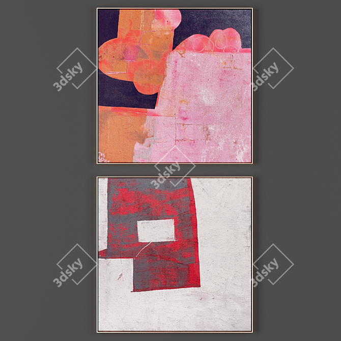 Modern Abstract Wall Art: Set of 2 Frames 3D model image 1