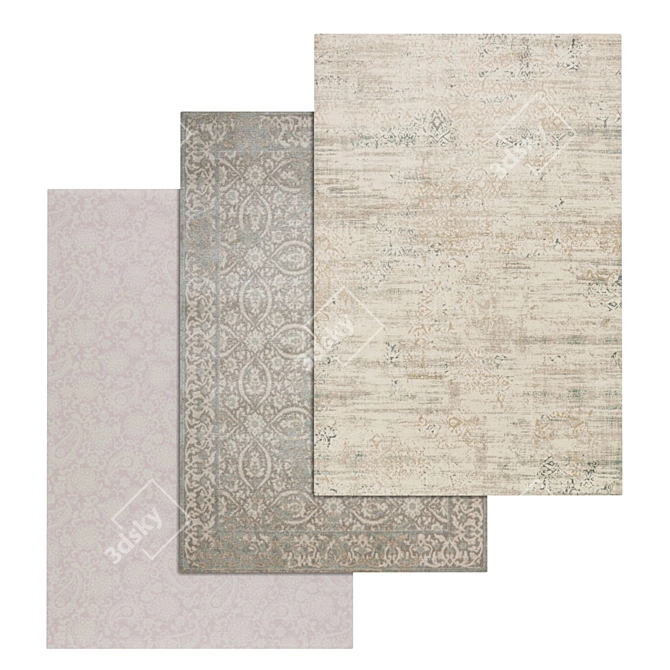 High Quality 3-Piece Carpet Set 3D model image 1