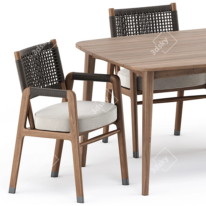 Ortigia Chair & Grasshopper Table: Modern Elegance Combo 3D model image 2