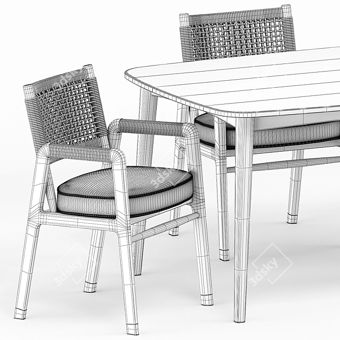 Ortigia Chair & Grasshopper Table: Modern Elegance Combo 3D model image 5