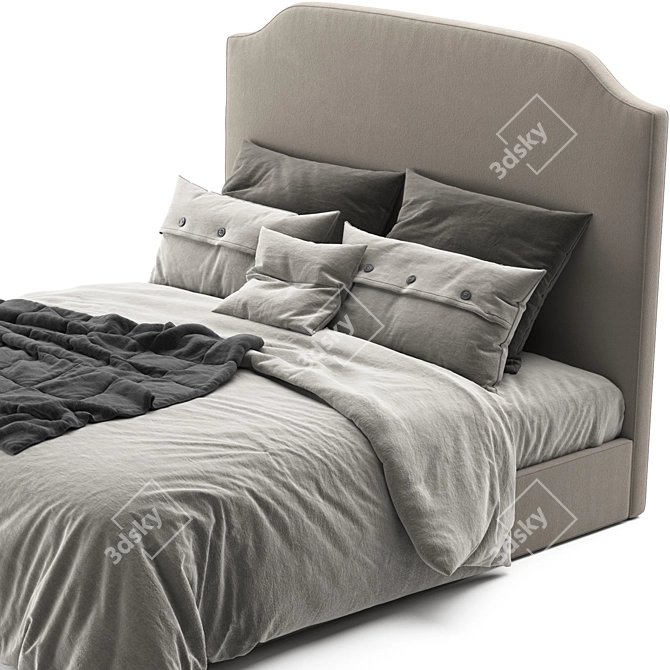 Luxurious Belgian Slope Bed: Perfect Blend of Style and Comfort 3D model image 4