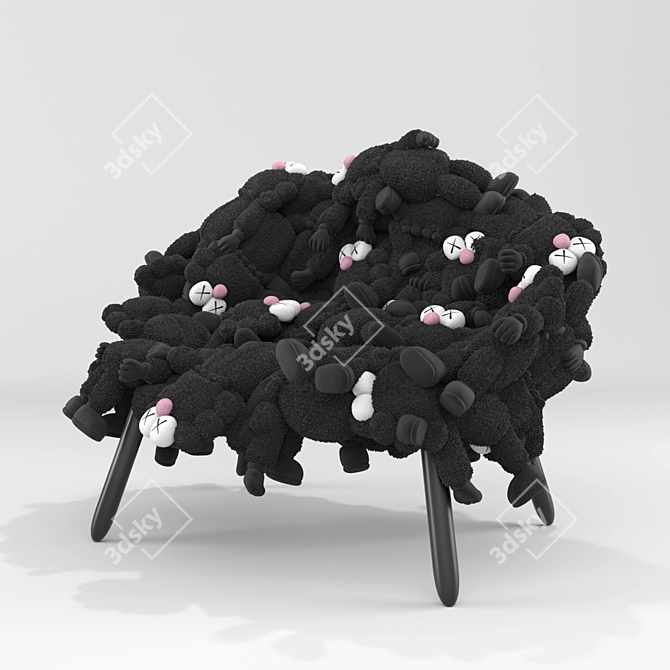 Plush Toy Sculpture Chair by KAWS & Estudio Campana 3D model image 1
