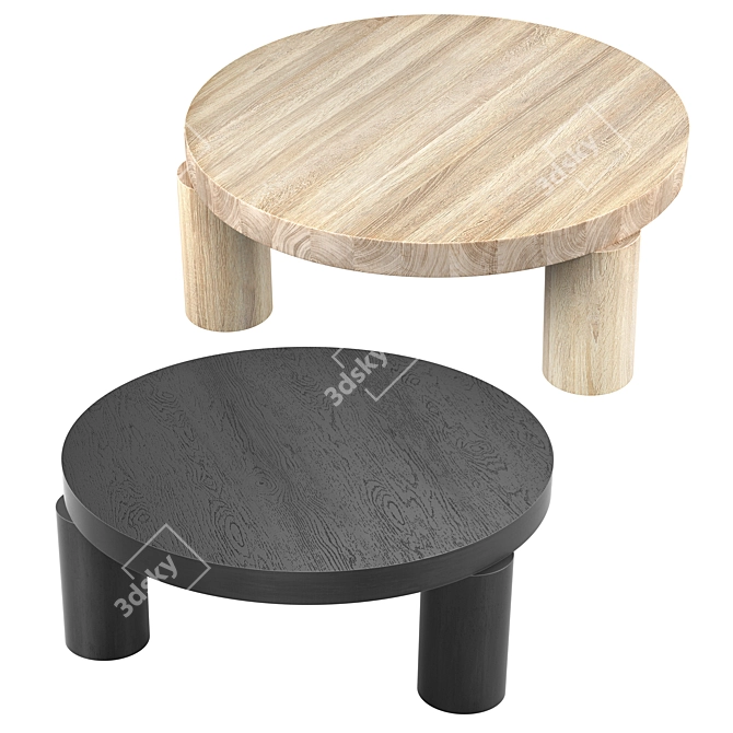 Modern Offset Coffee Table 3D model image 2