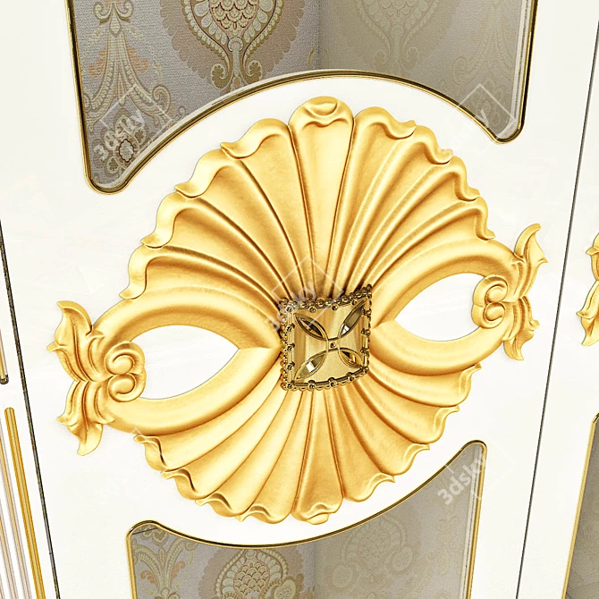 Golden White Vintage Showcase 3D model image 3