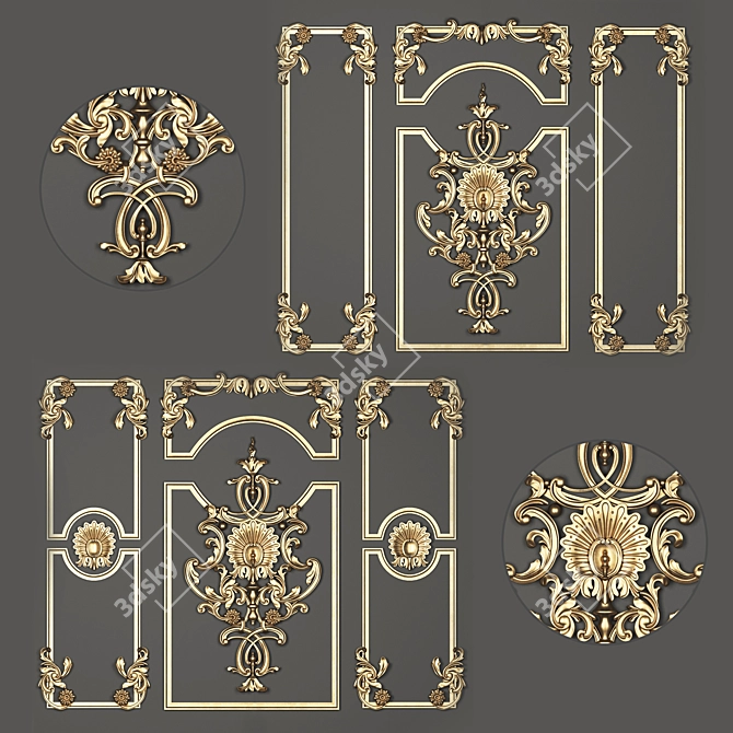 Exquisite Gold Trio: Luxury Ornament 3D model image 1