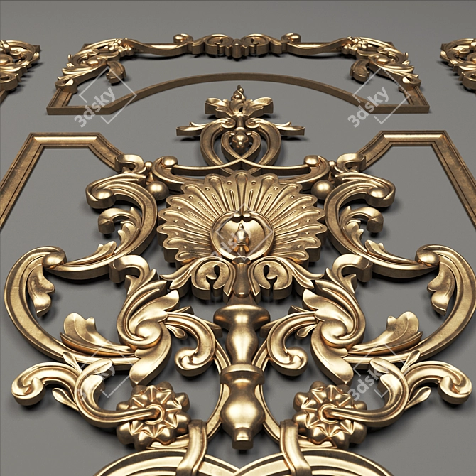 Exquisite Gold Trio: Luxury Ornament 3D model image 2