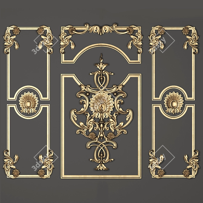 Exquisite Gold Trio: Luxury Ornament 3D model image 3