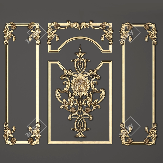 Exquisite Gold Trio: Luxury Ornament 3D model image 4