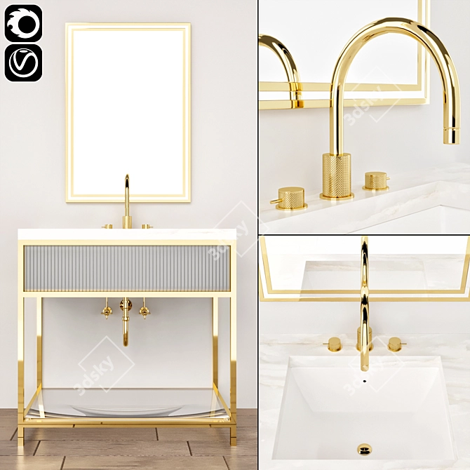 Sleek Bathroom Furniture Set 3D model image 1