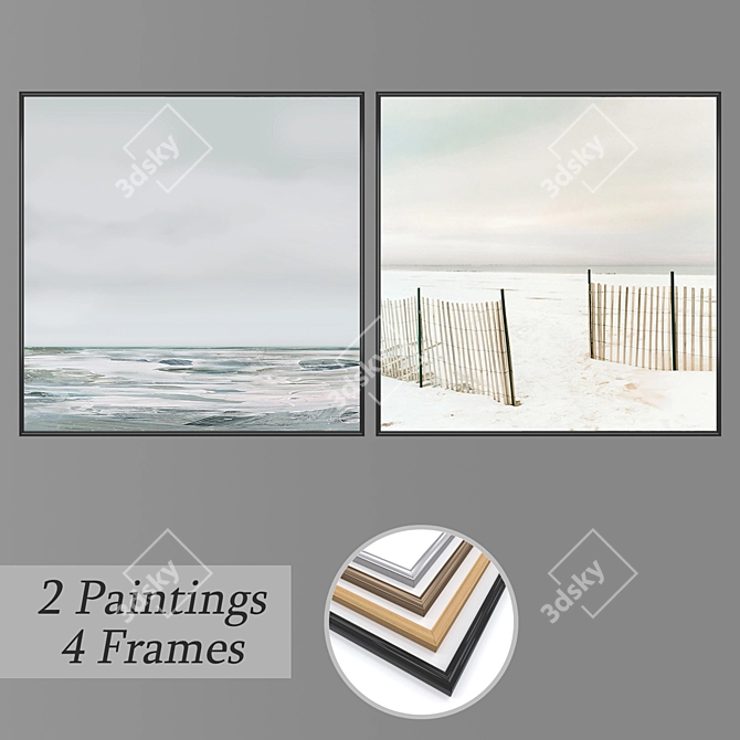 Modern Wall Art Set with Multiple Frame Options 3D model image 1