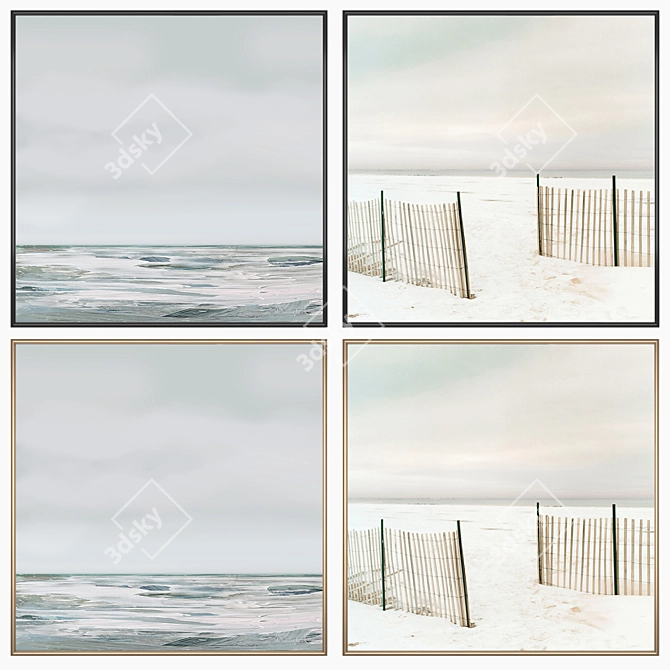 Modern Wall Art Set with Multiple Frame Options 3D model image 2