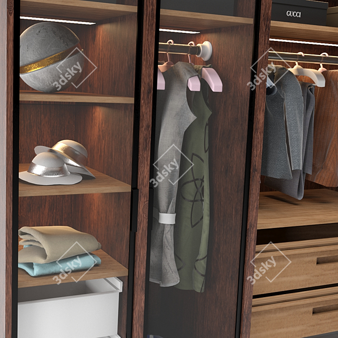 Modern Wardrobe Set 3D model image 4