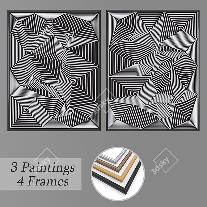 Abstract Wall Art Set 1051 3D model image 1