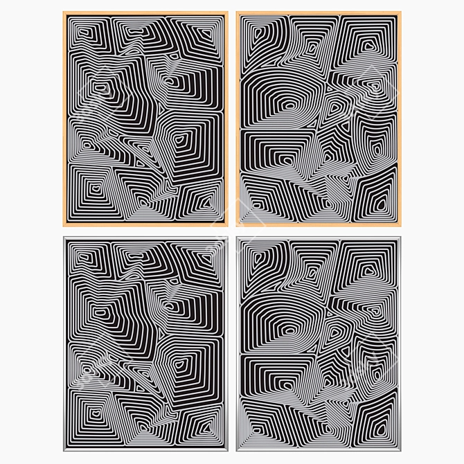 Abstract Wall Art Set 1051 3D model image 3