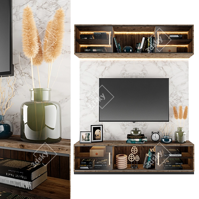 Modern TV Shelf - Stylish Design 3D model image 1