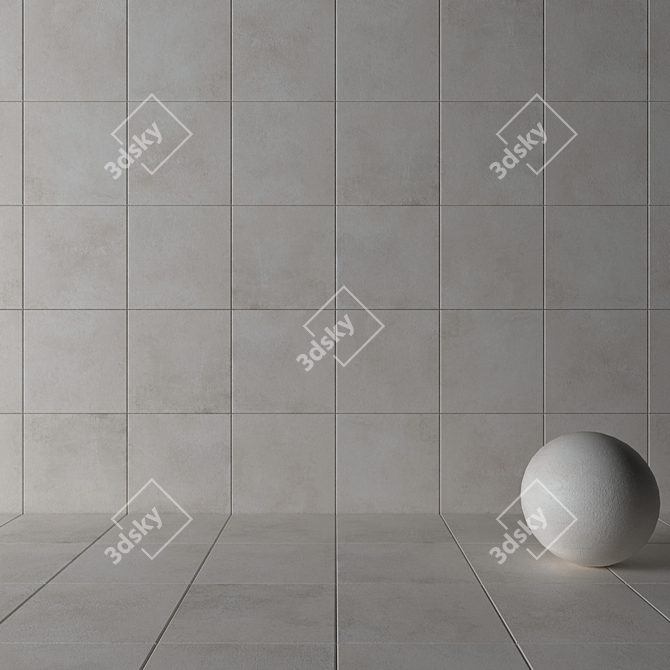 Modern Concrete Wall Tiles Set 3D model image 3