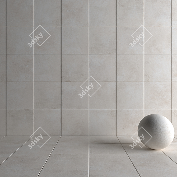 Modern Concrete Wall Tiles Set 3D model image 4