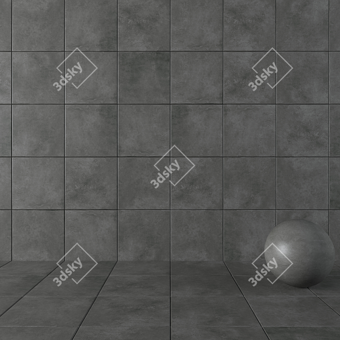 Anthracite Concrete Wall Tiles: Superior Suite 3D model image 1