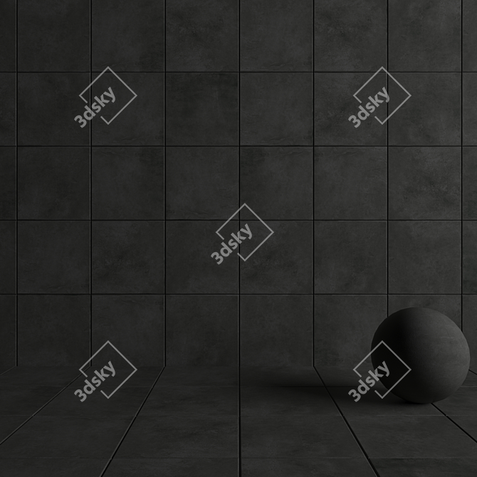 Anthracite Concrete Wall Tiles: Superior Suite 3D model image 4