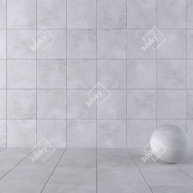 Urban Elegance: Suite Gray Concrete Tiles 3D model image 1