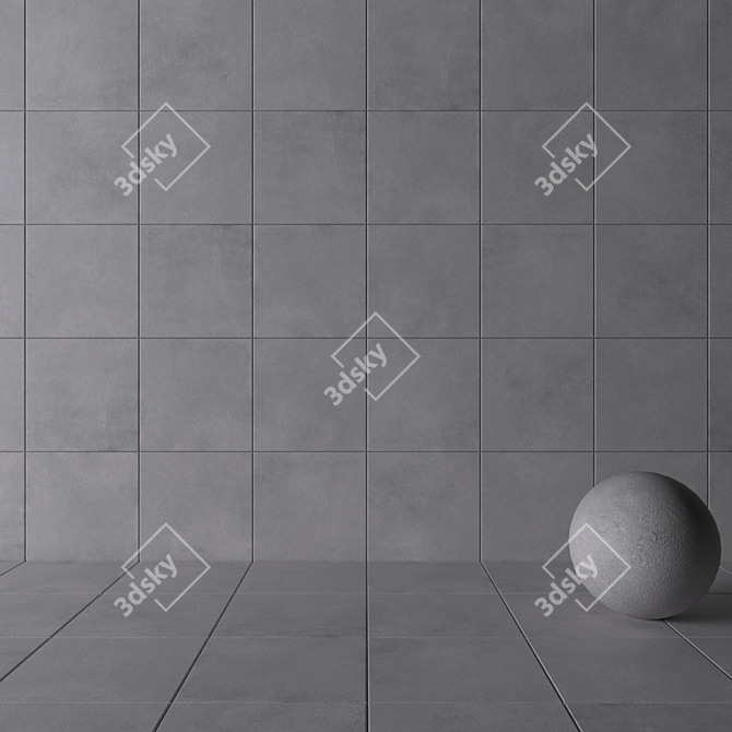 Urban Elegance: Suite Gray Concrete Tiles 3D model image 3