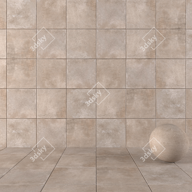 Trendy Taupe Concrete Wall Tiles 3D model image 1