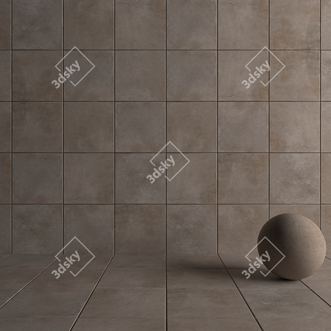 Trendy Taupe Concrete Wall Tiles 3D model image 4