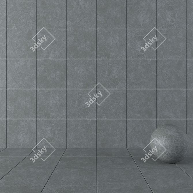 Wind Dark Concrete Wall Tiles Set 3D model image 1