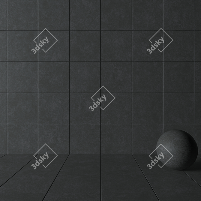 Wind Dark Concrete Wall Tiles Set 3D model image 3