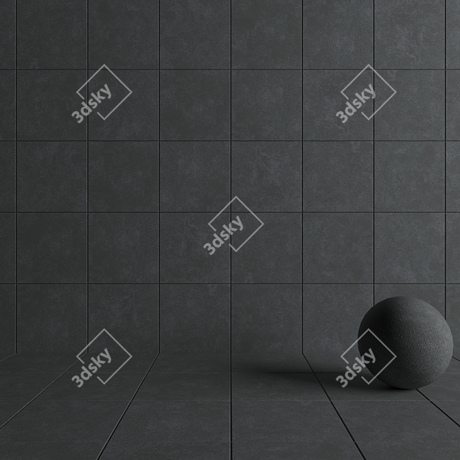 Wind Dark Concrete Wall Tiles Set 3D model image 4