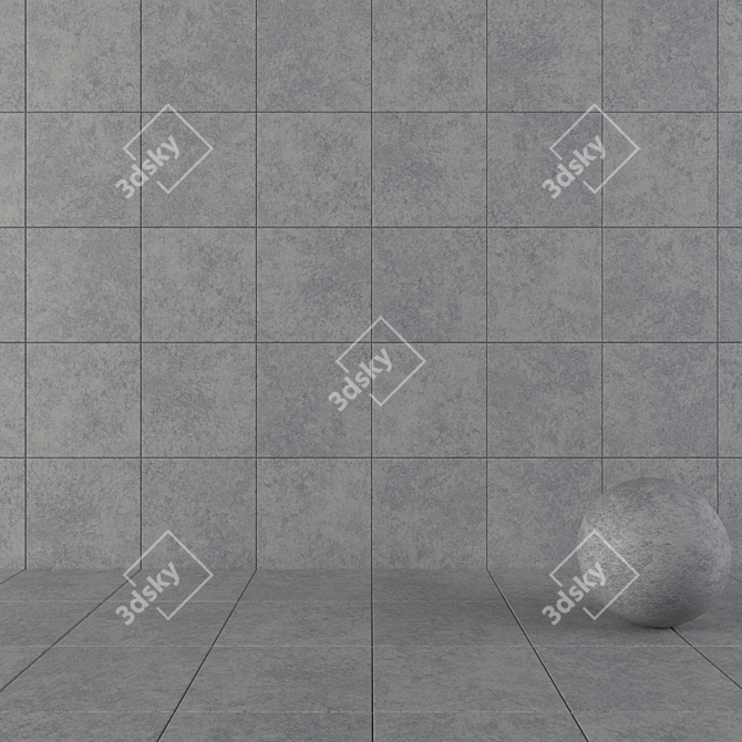 Concrete Wall Tiles Wind Gray 3D model image 1