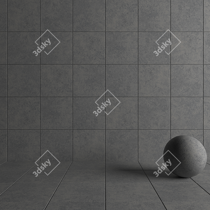 Concrete Wall Tiles Wind Gray 3D model image 4