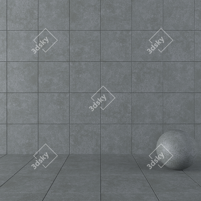 Modern Concrete Wall Tiles Set 3D model image 1