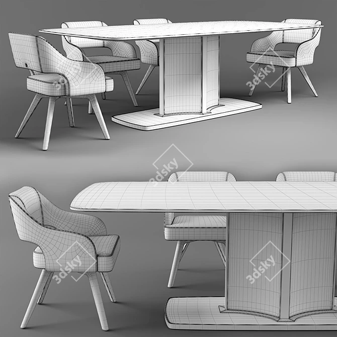 Luxurious Voyage Marble Table & Adria Velvet Chair Set 3D model image 6