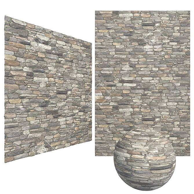 6K Stone Bricks Mosaic Wall 3D model image 1