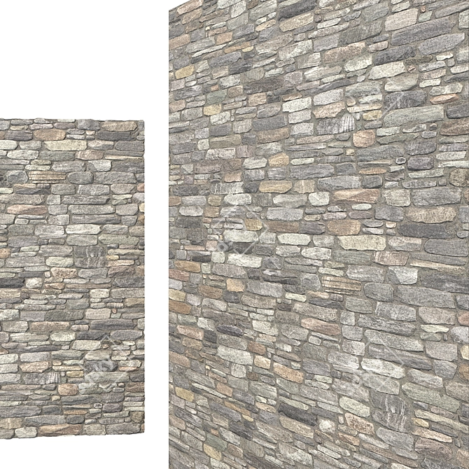 6K Stone Bricks Mosaic Wall 3D model image 3