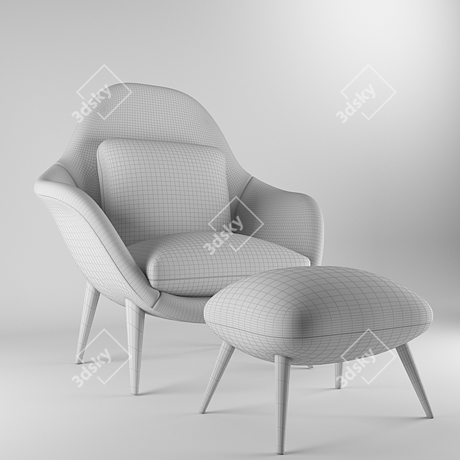 Swoon Lounge Chair: 4 Material Varieties 3D model image 3