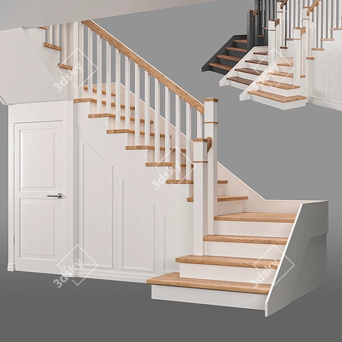Compact Staircase with Hidden Pantry 3D model image 1